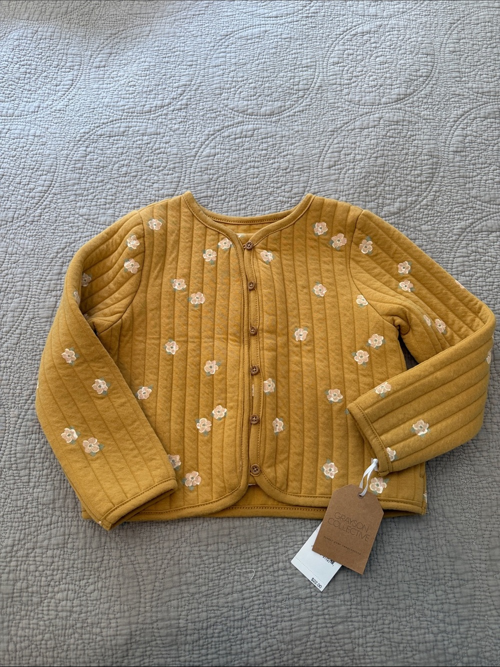 Kids Quilted Floral Button-Up Cardigan